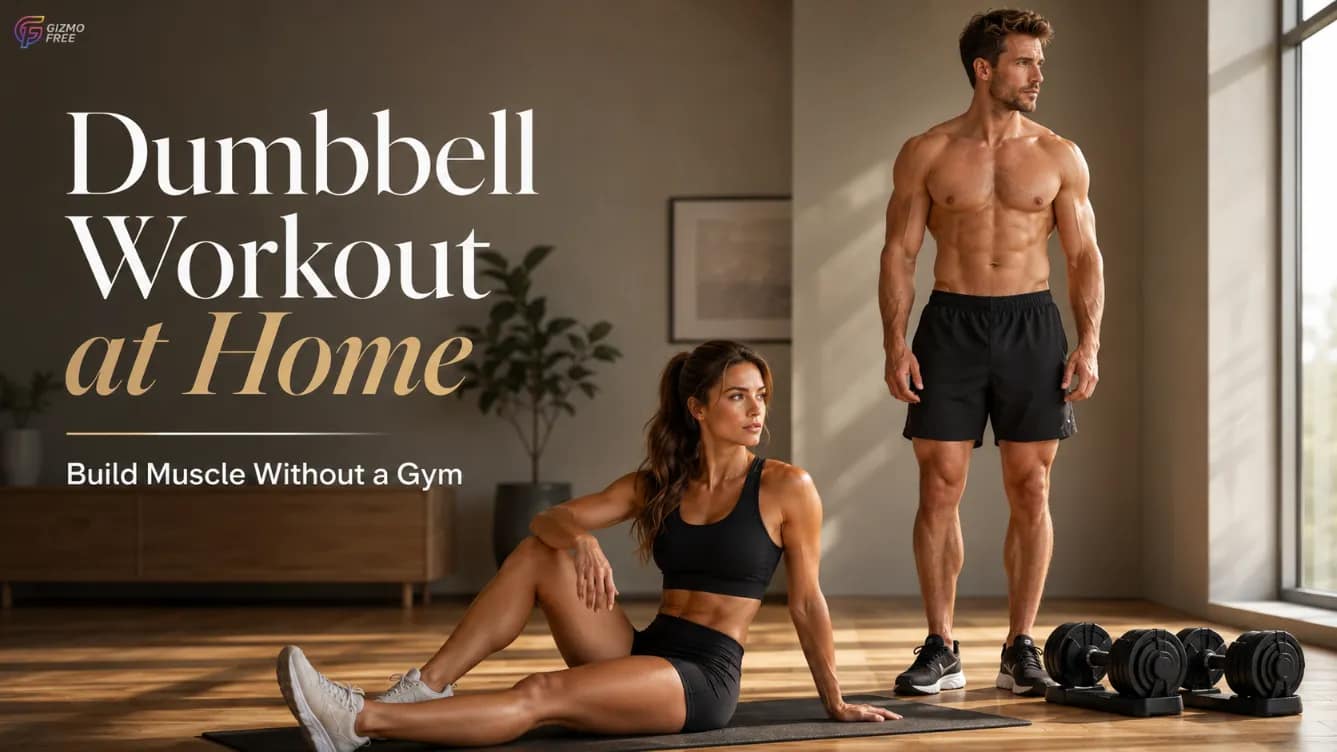 dumbbell workout at home with Ryan and Roxana fitness models